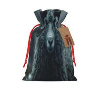 Mosytuky Moody Ram Portrait Print Christmas Burlap Gift Bags With Drawstring Christmas Gift Bags Claus Sack Holiday Bags For Candy Treat Goodie Wrapping Xmas Party Supplies-Medium