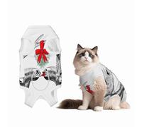 Mosytuky Moose Kissing Under Mistletoe Print Dog Surgery Recovery Suit After Spay, Highly-Stretchy Dog Onesie,Dog Onesie Protect Surgical Wound-Small