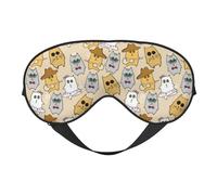 Mosytuky Music Dancing Cat Print Sleep Eye Mask Blindfold with Elastic Strap Headband, Soft Eye Cover Eyeshade for Night Sleeping, Travel