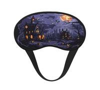 Mosytuky Mystery House Halloween Night Print Sleep Mask for Back and Side Sleeper for Sleeping,Zero Eye Pressure Night Blindfold Ultralight Travel Nap Eye Cover