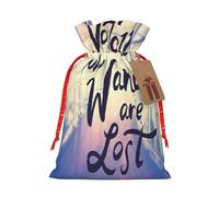 Mosytuky Not All Those Who Wander Are Lost Print Christmas Burlap Gift Bags With Drawstring Christmas Gift Bags Claus Sack Holiday Bags For Candy Treat Goodie Wrapping Xmas Party Supplies-Small