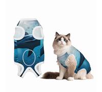 Mosytuky Ocean Dolphin Fish School Print Dog Surgery Recovery Suit After Spay, Highly-Stretchy Dog Onesie,Dog Onesie Protect Surgical Wound-Small