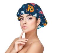 Mosytuky Ocean Floor Animals Print Silky Satin Bonnet For Sleeping,Hair Bonnet For Women And Men,Adjustable Sleep Bonnet For Curly Hair