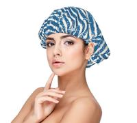 Mosytuky Ocean On Striped Print Silky Satin Bonnet For Sleeping,Hair Bonnet For Women And Men,Adjustable Sleep Bonnet For Curly Hair