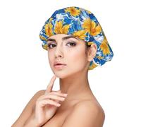 Mosytuky Ocean Wave Sunflower Print Silky Satin Bonnet For Sleeping,Hair Bonnet For Women And Men,Adjustable Sleep Bonnet For Curly Hair