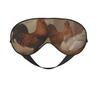 Mosytuky Oil Painting Chicken and Duck Print Sleep Eye Mask Blindfold with Elastic Strap Headband, Soft Eye Cover Eyeshade for Night Sleeping, Travel