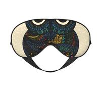 Mosytuky Owl with Mandala Print Sleep Eye Mask Blindfold with Elastic Strap Headband, Soft Eye Cover Eyeshade for Night Sleeping, Travel