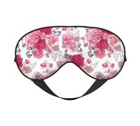 Mosytuky Peonies and Roses Print Sleep Eye Mask Blindfold with Elastic Strap Headband, Soft Eye Cover Eyeshade for Night Sleeping, Travel
