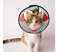 Mosytuky Pet Recovery Collars & Cones for Dogs and Cats After Surgery Adjustable Dog Neck Cone Surgical Elizabeth E-Collar Prevent Biting and Stop Licking Wound (Merry Christmas Gnome1,Large)