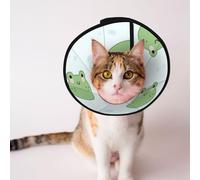 Mosytuky Pet Recovery Collars & Cones for Dogs and Cats After Surgery Adjustable Dog Neck Cone Surgical Elizabeth E-Collar Prevent Biting and Stop Licking Wound (Kawaii Frogs,Small)
