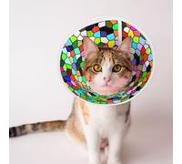 Mosytuky Pet Recovery Collars & Cones For Dogs And Cats After Surgery Adjustable Dog Neck Cone Surgical Elizabeth E-Collar Prevent Biting And Stop Licking Wound (Colorful Tie Dye Stained Glass,Medium)