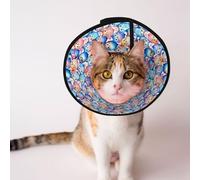 Mosytuky Pet Recovery Collars & Cones for Dogs and Cats After Surgery Adjustable Dog Neck Cone Surgical Elizabeth E-Collar Prevent Biting and Stop Licking Wound (Cartoon Colorful Cute Cat,Large)