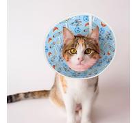 Mosytuky Pet Recovery Collars & Cones for Dogs and Cats After Surgery Adjustable Dog Neck Cone Surgical Elizabeth E-Collar Prevent Biting and Stop Licking Wound (Cartoon Rocket with Space,Large)