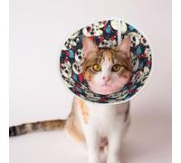 Mosytuky Pet Recovery Collars & Cones for Dogs and Cats After Surgery Adjustable Dog Neck Cone Surgical Elizabeth E-Collar Prevent Biting and Stop Licking Wound (Rock Record Skull Artist,Small)