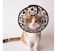 Mosytuky Pet Recovery Collars & Cones for Dogs and Cats After Surgery Adjustable Dog Neck Cone Surgical Elizabeth E-Collar Prevent Biting and Stop Licking Wound (Retro Red Black Roses,Small)