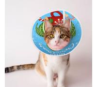 Mosytuky Pet Recovery Collars & Cones for Dogs and Cats After Surgery Adjustable Dog Neck Cone Surgical Elizabeth E-Collar Prevent Biting and Stop Licking Wound (Merry Christmas Gnome,Small)