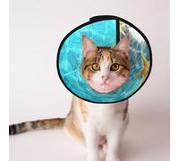 Mosytuky Pet Recovery Collars & Cones For Dogs And Cats After Surgery Adjustable Dog Neck Cone Surgical Elizabeth E-Collar Prevent Biting And Stop Licking Wound (Coral And Seashell On The Beach,Small)