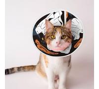 Mosytuky Pet Recovery Collars & Cones for Dogs and Cats After Surgery Adjustable Dog Neck Cone Surgical Elizabeth E-Collar Prevent Biting and Stop Licking Wound (Halloween Ghosts and Pumpkins,Small)