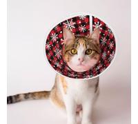 Mosytuky Pet Recovery Collars & Cones for Dogs and Cats After Surgery Adjustable Dog Neck Cone Surgical Elizabeth E-Collar Prevent Biting and Stop Licking Wound (Buffalo Plaid Snowflakes,Medium)