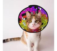 Mosytuky Pet Recovery Collars & Cones for Dogs and Cats After Surgery Adjustable Dog Neck Cone Surgical Elizabeth E-Collar Prevent Biting and Stop Licking Wound (Colorful Tie Dye Stained Glass,Large)