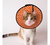 Mosytuky Pet Recovery Collars & Cones for Dogs and Cats After Surgery Adjustable Dog Neck Cone Surgical Elizabeth E-Collar Prevent Biting and Stop Licking Wound (Dots On Orange Background,Medium)