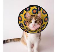 Mosytuky Pet Recovery Collars & Cones for Dogs and Cats After Surgery Adjustable Dog Neck Cone Surgical Elizabeth E-Collar Prevent Biting and Stop Licking Wound (Retro Vinyl Records,Large)