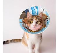 Mosytuky Pet Recovery Collars & Cones for Dogs and Cats After Surgery Adjustable Dog Neck Cone Surgical Elizabeth E-Collar Prevent Biting and Stop Licking Wound (Animals On Noah's Ark Floating,Large)