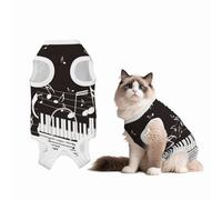 Mosytuky Piano Keys with Musical Notes Print Dog Surgery Recovery Suit After Spay, Highly-Stretchy Dog Onesie,Dog Onesie Protect Surgical Wound-Small
