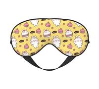 Mosytuky Rabbit Hunger Print Sleep Eye Mask Blindfold with Elastic Strap Headband, Soft Eye Cover Eyeshade for Night Sleeping, Travel