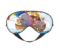 Mosytuky Rainbow Animals On Noah'S Ark Print Sleep Eye Mask Blindfold with Elastic Strap Headband, Soft Eye Cover Eyeshade for Night Sleeping, Travel