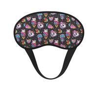 Mosytuky Rainbow Unicorn and Cat Icecream Print Sleep Mask for Back and Side Sleeper for Sleeping,Zero Eye Pressure Night Blindfold Ultralight Travel Nap Eye Cover