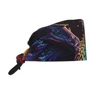 Mosytuky Rainbow Wings Majestic Dragon Print Scrub Cap Working Caps With Upgrade Sweatband Adjustable Hats Head Cover For Women/Men