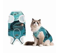 Mosytuky Realistic Ocean Shark Print Dog Surgery Recovery Suit After Spay, Highly-Stretchy Dog Onesie,Dog Onesie Protect Surgical Wound-Medium