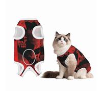 Mosytuky Red and Black Abstract Skull Print Dog Surgery Recovery Suit After Spay, Highly-Stretchy Dog Onesie,Dog Onesie Protect Surgical Wound-X-Large