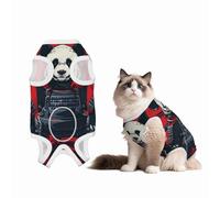 Mosytuky Red Black Eastern Panda Warrior Print Dog Surgery Recovery Suit After Spay, Highly-Stretchy Dog Onesie,Dog Onesie Protect Surgical Wound-Medium