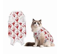 Mosytuky Red Bloody Scary Hands Print Dog Surgery Recovery Suit After Spay, Highly-Stretchy Dog Onesie,Dog Onesie Protect Surgical Wound-Medium
