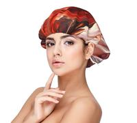 Mosytuky Red Leaf Flame Fox Print Silky Satin Bonnet For Sleeping,Hair Bonnet For Women And Men,Adjustable Sleep Bonnet For Curly Hair