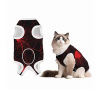 Mosytuky Red Spider On The Web Print Dog Surgery Recovery Suit After Spay, Highly-Stretchy Dog Onesie,Dog Onesie Protect Surgical Wound-X-Large