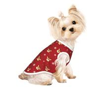 Mosytuky Reindeer Faces Festive Red Print Dog Shirts Pet Clothes,Puppy Vest T-Shirt Sleeveless Costumes,Doggy Apparel Outfits for Small Extra Small Medium Dogs and Cats-(Medium)