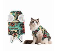 Mosytuky Retro Pop Art Collage Print Dog Surgery Recovery Suit After Spay, Highly-Stretchy Dog Onesie,Dog Onesie Protect Surgical Wound-Medium