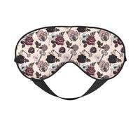 Mosytuky Retro Red Black Roses Print Sleep Eye Mask Blindfold with Elastic Strap Headband, Soft Eye Cover Eyeshade for Night Sleeping, Travel