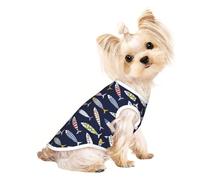 Mosytuky Sardine Print Dog Shirts Pet Clothes,Puppy Vest T-Shirt Sleeveless Costumes,Doggy Apparel Outfits for Small Extra Small Medium Dogs and Cats-(Large)