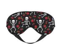 Mosytuky Skeleton with Roses Print Sleep Eye Mask Blindfold with Elastic Strap Headband, Soft Eye Cover Eyeshade for Night Sleeping, Travel