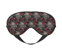 Mosytuky Skull and Red Roses Print Sleep Eye Mask Blindfold with Elastic Strap Headband, Soft Eye Cover Eyeshade for Night Sleeping, Travel