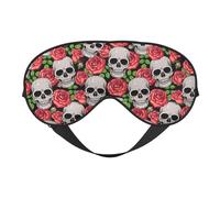Mosytuky Skull and Roses Print Sleep Eye Mask Blindfold with Elastic Strap Headband, Soft Eye Cover Eyeshade for Night Sleeping, Travel