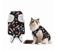 Mosytuky Space Rocket Print Dog Surgery Recovery Suit After Spay, Highly-Stretchy Dog Onesie,Dog Onesie Protect Surgical Wound-Large