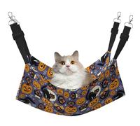 Mosytuky Spooky Cats and Halloween Pumpkins Print Pet Hammock for Cage Reversible Cat Hanging Hammock Bed for Kitten Puppy Cats Small Dogs Rabbits Small Animals