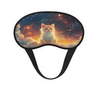 Mosytuky Starry Sky Constellation Cat Print Sleep Mask for Back and Side Sleeper for Sleeping,Zero Eye Pressure Night Blindfold Ultralight Travel Nap Eye Cover