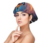 Mosytuky Starry Sky Meditating Fox Print Silky Satin Bonnet For Sleeping,Hair Bonnet For Women And Men,Adjustable Sleep Bonnet For Curly Hair