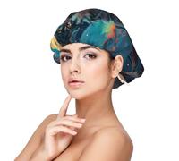 Mosytuky Starry Sky Moon Wolf Leader Print Silky Satin Bonnet For Sleeping,Hair Bonnet For Women And Men,Adjustable Sleep Bonnet For Curly Hair